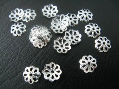 Обниматели для бусин металлические серебристые в форме цветка 8мм, 40шт/уп CM-01-03 фото
