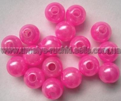 Намистини пластикові 8мм, імітація перлів, рожеві, бл. 40шт/уп БП-08-17 фото