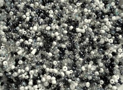 Бісер китайський дрібний мікс чорно-білий 1,5-2мм (код 3NM06) 25г 3NM06 фото