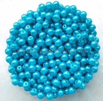 Жемчуг керамический 3мм ярко-голубой (код БК-03-06) около 40шт/уп БК-03-06 фото