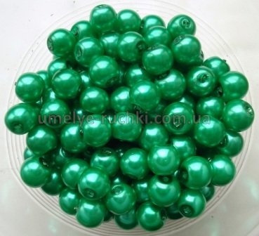 Перлини керамічні 6мм смарагдово-зелений, близько 30шт/уп БК-06-06 фото