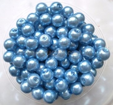 Перлини керамічні 6мм сталевий блакитний, близько 30шт/уп БК-06-05 фото