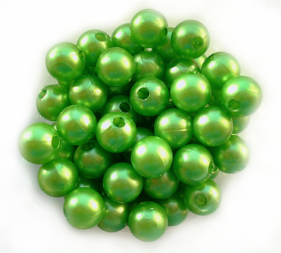 Намистини пластикові 8мм, імітація перлів, зелені, бл. 40шт/уп БП-08-02 фото