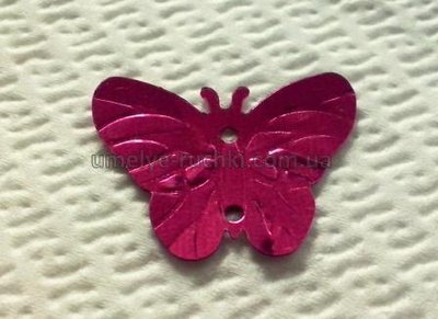 Паєтки метелики 22х17мм яскраво-рожеві з блиском, 20шт/уп П-МТ-01 фото