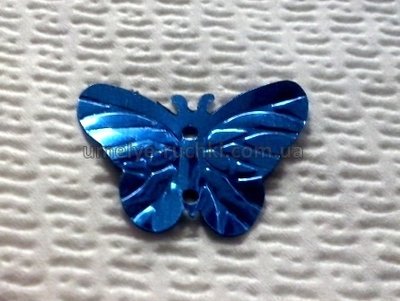 Паєтки метелики 22х17мм сині з блиском, 20шт/уп П-МТ-06 фото