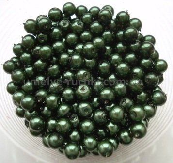 Перлини керамічні 4мм темно-зелені (код БК-04-18) - близько 50шт/уп БК-04-18 фото