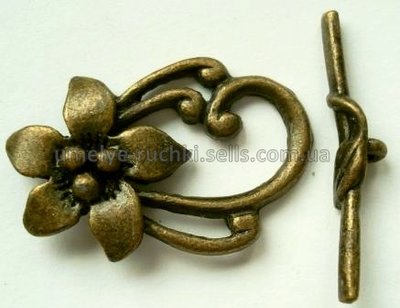 Застібка "тоггл" антична бронза (код Т-03-12) квітка Т-03-12 фото