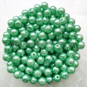 Перлини керамічні 4мм зелені (код БК-04-17) - близько 50шт/уп БК-04-17 фото