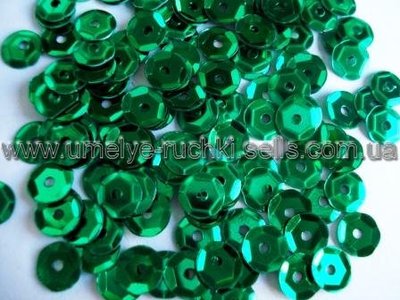 Пайетки с блеском круглые зелёные 6мм П-06-12 фото