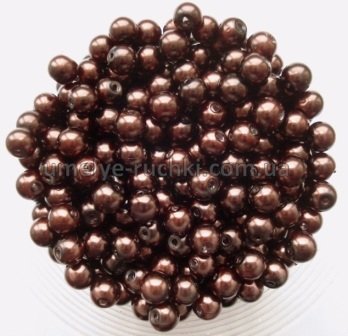 Жемчуг керамический 4мм шоколадный (код БК-04-14)  - около 50шт/уп БК-04-14 фото