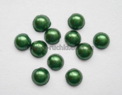 Кабошони акрилові перлинові темно-зелені 4мм - близько 60шт. (код К-05-06) К-05-06 фото