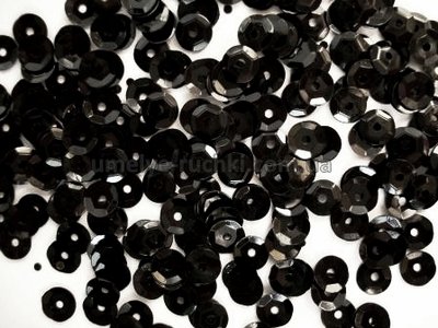 Пайетки с блеском круглые чёрные 6мм П-06-18 фото