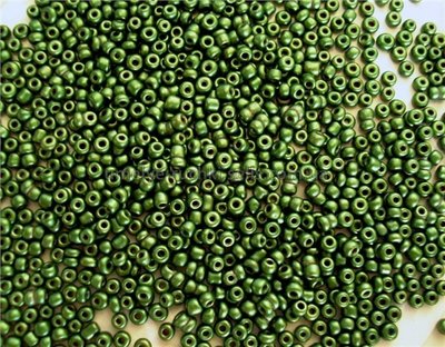 Бісер китайський дрібний непрозорий матовий оливково-зелений 1,6-2,2мм (код 3MG55) 25г 3MG55 фото