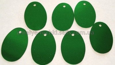 Паєтки овальні з блиском зелені 13х18мм, 8г (близько 120шт) П-КР-05 фото