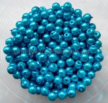 Жемчуг керамический 4мм ярко-голубой (код БК-04-04)  - около 50шт/уп БК-04-04 фото