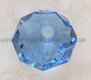 Намистини скляні ограновані прозорі блакитні, еліпс 8х6мм (код БС-04-18) 10шт/уп БС-04-18 фото