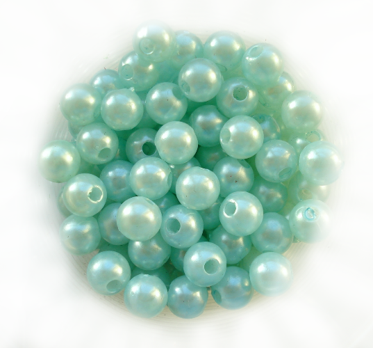Намистини пластикові 8мм, імітація перлів, світло-блакитні, бл. 40шт/уп БП-08-06 фото