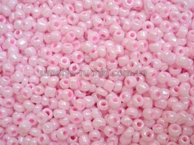 Бисер китайский средний непрозрачный глянцевый нежно-розовый 2,5-3мм (код 2NP01/2) 25г 2NP01/2 фото