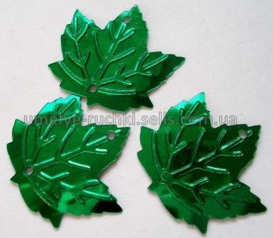 Паєтки кленові листочки смарагдові з блиском 4г (35-37шт) П-ЛТ-02 фото
