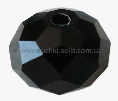 Намистини скляні ограновані непрозорі чорні, еліпс 8х6мм (код БС-04-05) 10шт/уп БС-04-05 фото