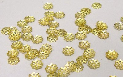 Обниматели для бусин металлические золотистые в форме цветка 8мм, 40шт/уп CM-01-02 фото