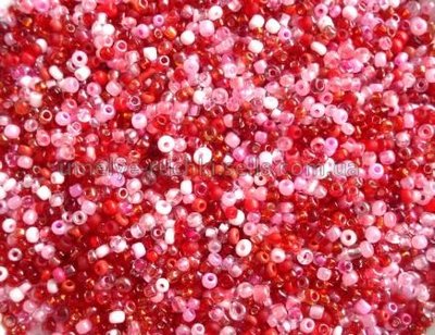 Бісер китайський дрібний мікс рожево-червоний 1,5-2мм (код 3NM09) 25г 3NM09 фото